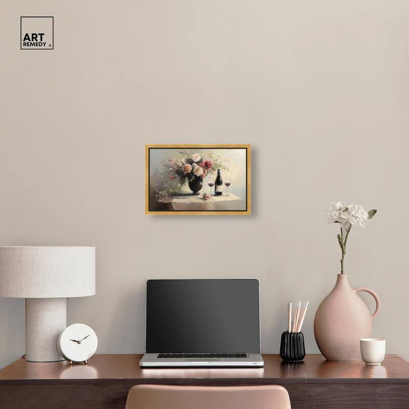 Roses and Red Wine Canvas by Art Remedy