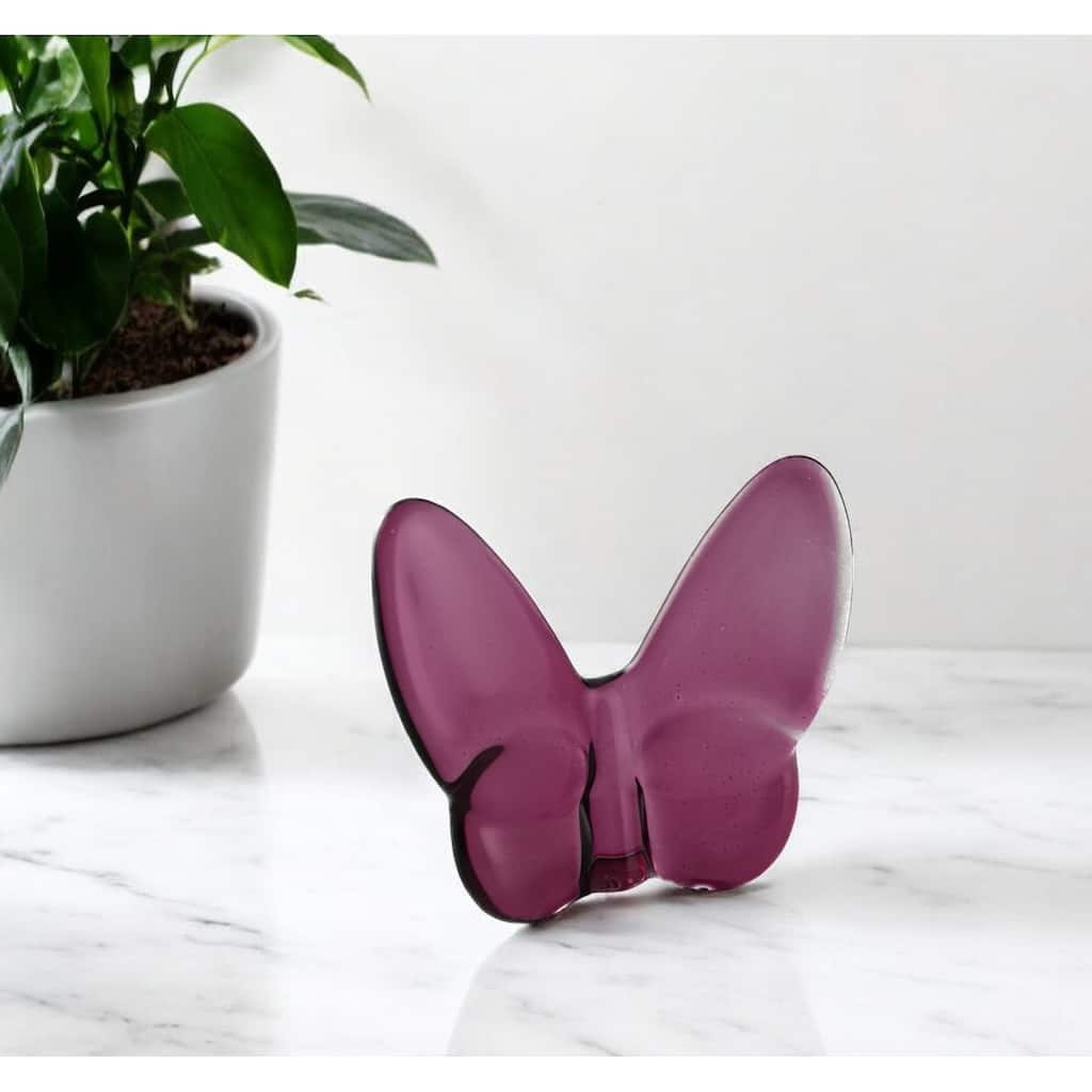 HomeRoots 3" Plum Crystal Butterfly Figurine Tabletop Sculpture