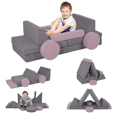 Qaba Foam Climbing Blocks for Toddlers, 12 Pieces Kids Climbing Toys, Indoor Soft Play Equipment for Boys and Girls, Gray