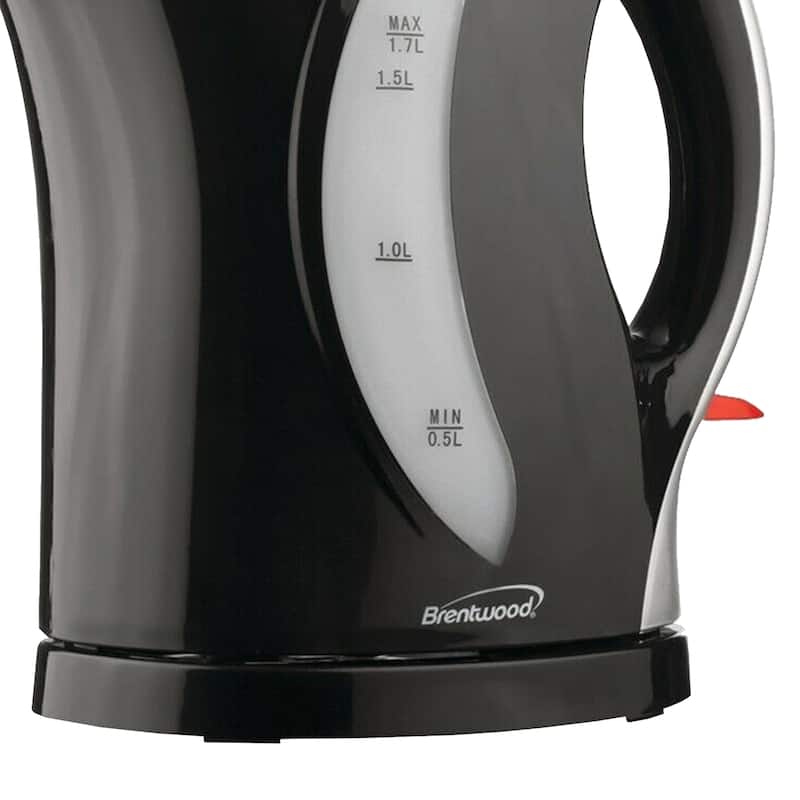 Brentwood 1.7 LITER CORDLESS PLASTIC TEA KETTLE BLACK SILVER HANDLE