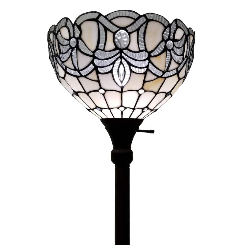 Tiffany Style White Torchiere Floor Lamp 72" Tall AM284FL12B Amora Lighting