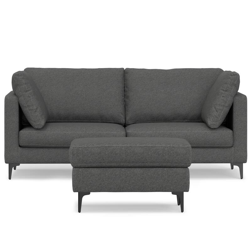 WYNDENHALL Lana 76-inch Sofa and Ottoman Set in Tightly Woven Performance Fabric