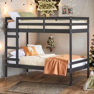 Transitional, Modern style Modern Simple Solid Wood Twin over Twin Bunk Bed