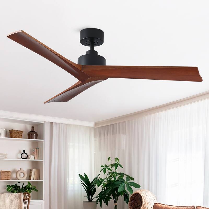 52" Black Lowe Profile Ceiling Fan without Light - Walnut