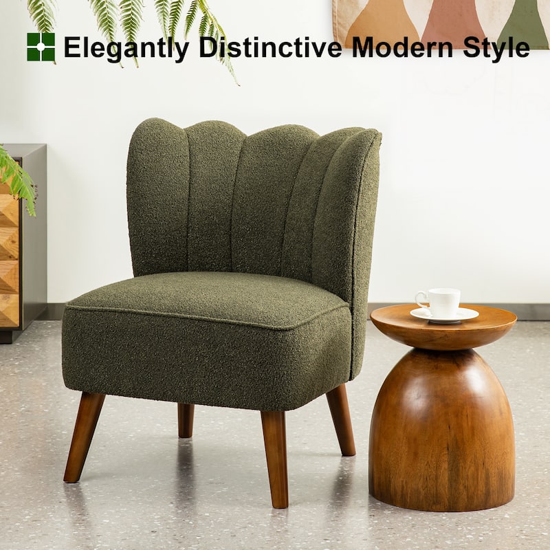 Glitzhome 32.75"H Upholstered Tufted Accent Chair with Rubber Wood Legs