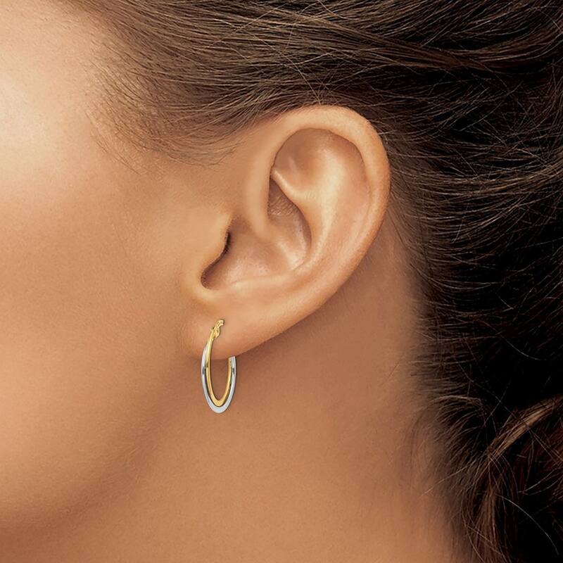 Curata 14k Two Tone Twisted Polished 20x4mm Double Hoop Earrings