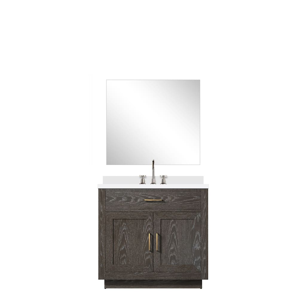 Abbey Bath Vanity with Quartz Top, Sink, Mirror and Faucet