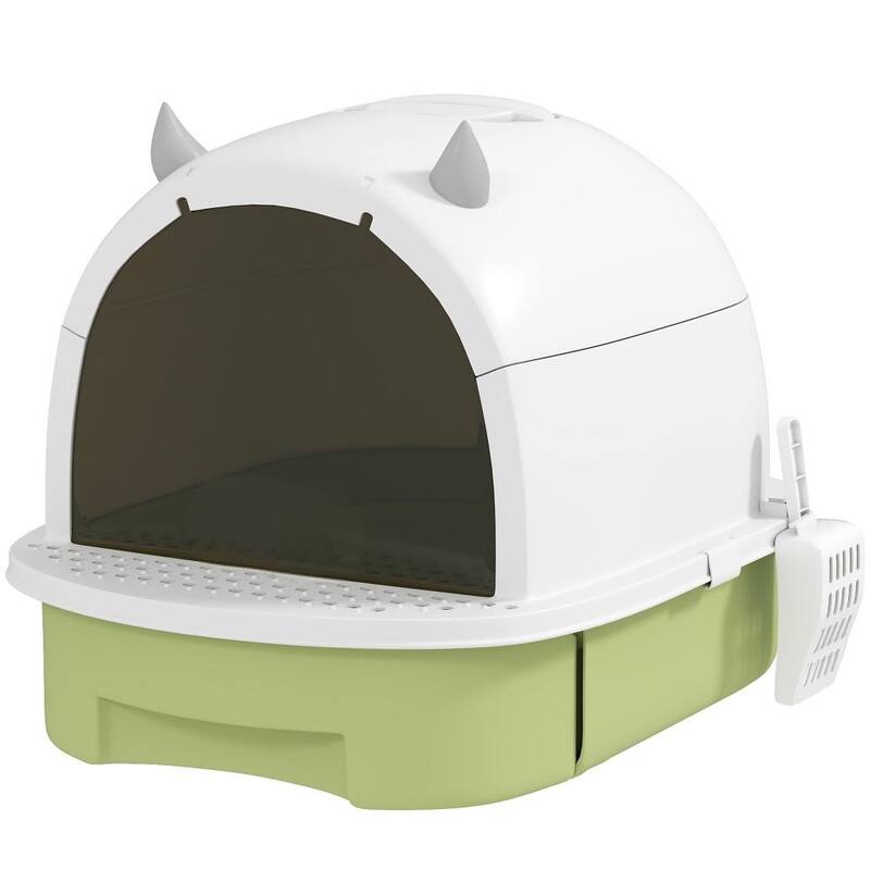 Green Cat Litter Box with Lid