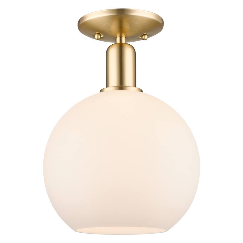 Innovations Lighting Endless Possibilities Arcadia - Athens - 1 Light 10" Semi-Flush Mount - Champagne Bronze/Matte White