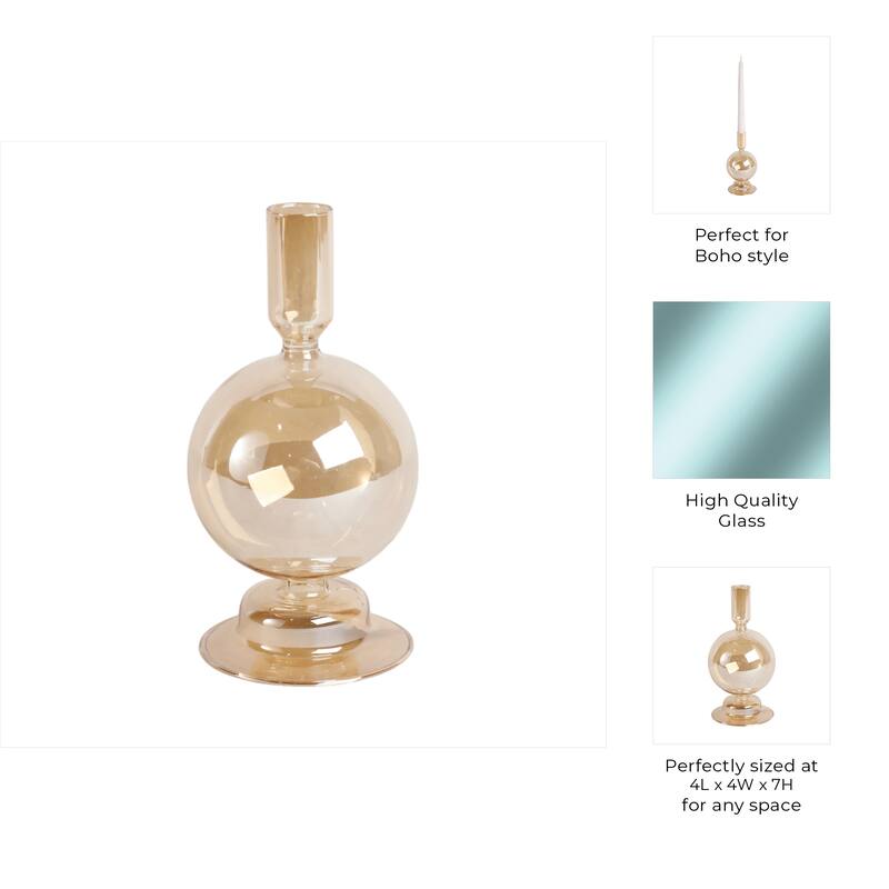 Modern Candle Holder with Round Bubble Sculptural Base - 4" x 4" x 7"
