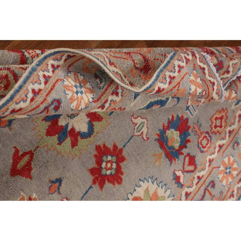 Grey Kazak Oriental Area Rug Handmade Geometric Wool Carpet - 5'0" x 6'8"
