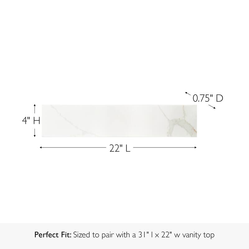 Calesco Calacatta Quartz Bathroom Vanity Top with Sink and Backsplash