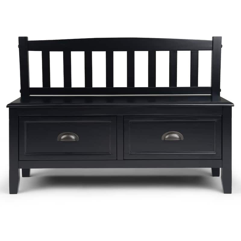 WYNDENHALL Portland SOLID WOOD 42 inch Wide Transitional Entryway Storage Bench with Drawers - 42 Inches wide