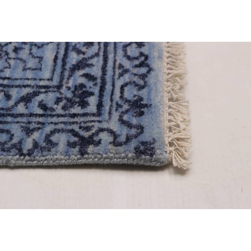 ECARPETGALLERY Hand-knotted Heritage Light Denim Blue Silk, Wool Rug - 5' 11" x 9'