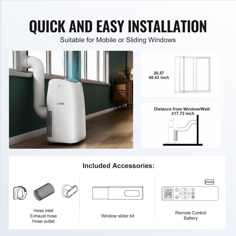 14,000 BTU Portable Air Conditioners, 3-in-1 Portable AC Unit with Remote Control, for 550-700 Sq.Ft, Cool/Dehumidifier