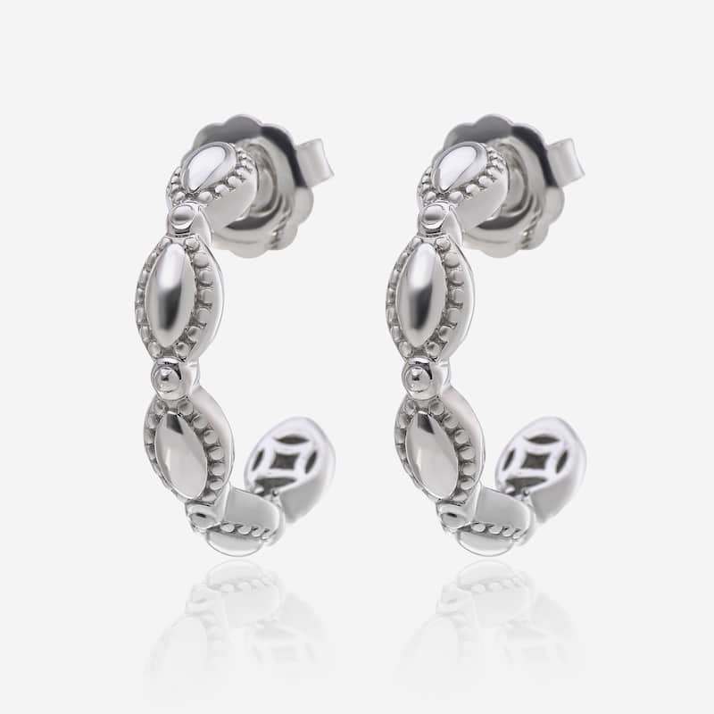 Charles Krypell Firefly Sterling Silver and 14K White Gold Hoop Earrings - 1 1/8"