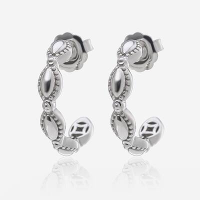 Charles Krypell Firefly Sterling Silver and 14K White Gold Hoop Earrings - 1 1/8"
