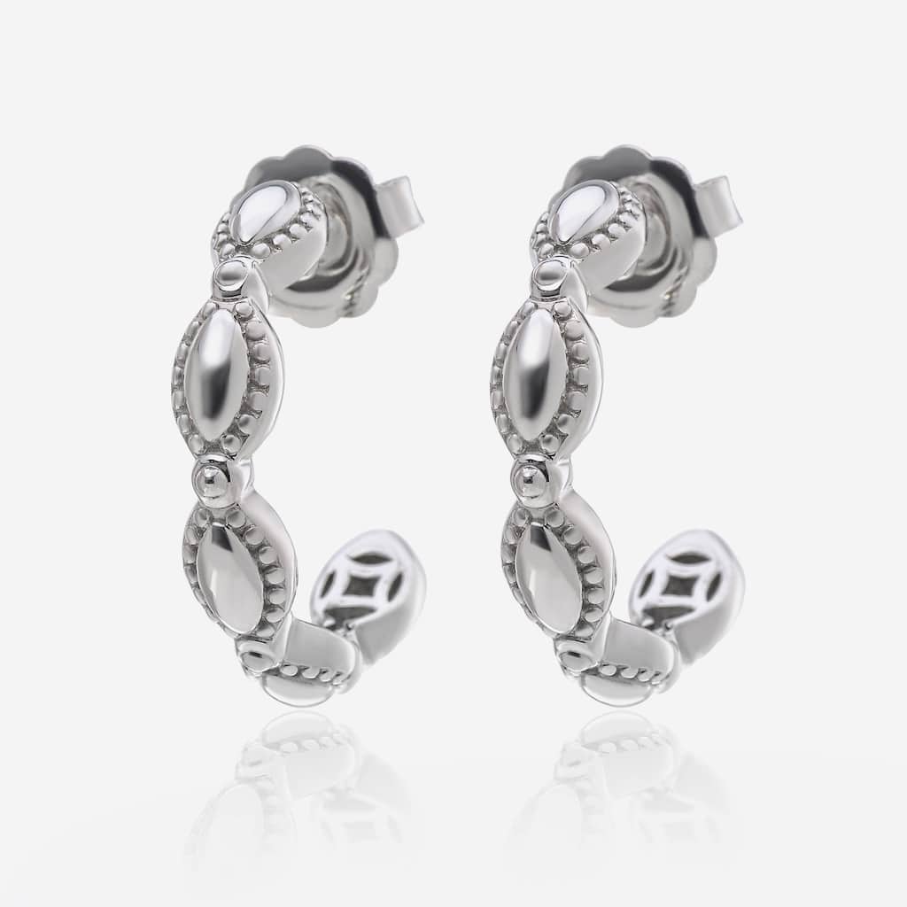 Charles Krypell Firefly Sterling Silver and 14K White Gold Hoop Earrings - 1 1/8"