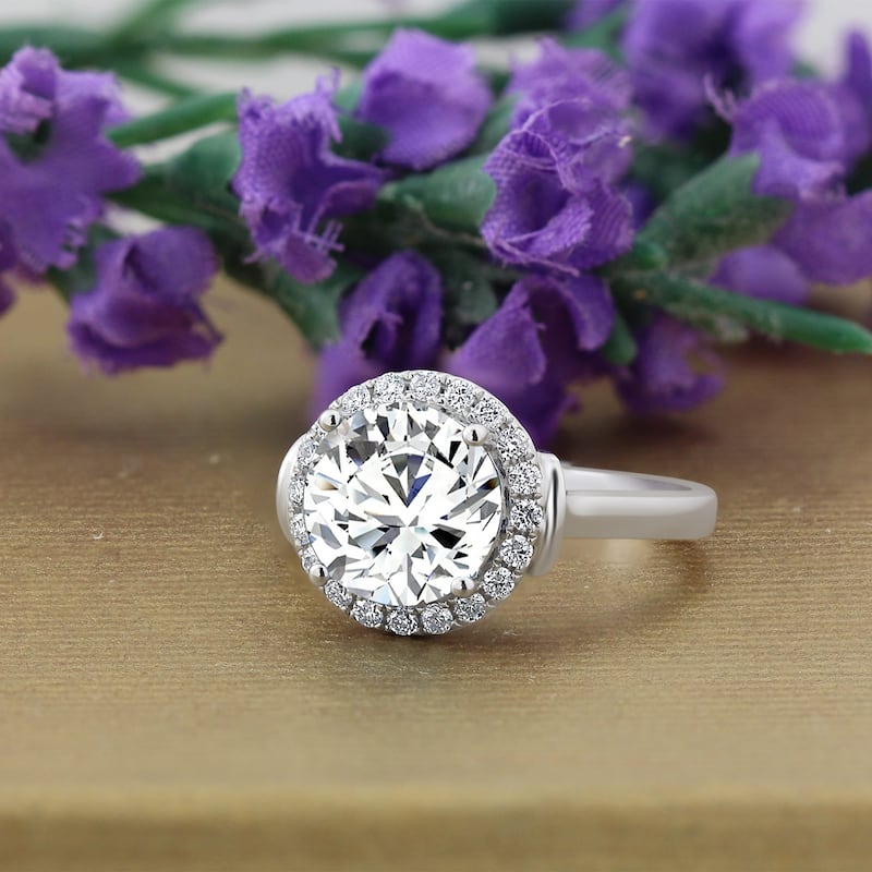 Auriya 14k Gold 2ctw Moissanite Halo Diamond Engagement Ring 1/4ctw