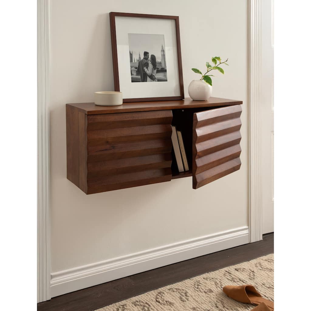 Kate and Laurel Semsa Two-Door Floating Wall Cabinet - 30x10x14