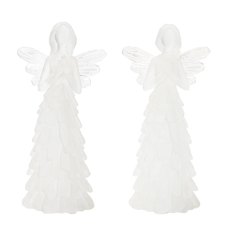 Frosted Angel Figurines - 6.5" - White - Set of 4