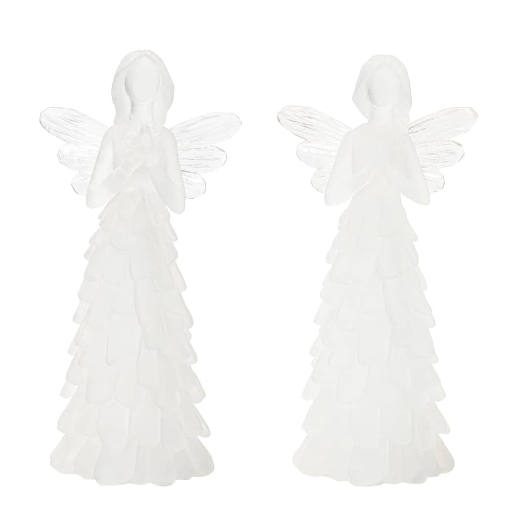 Frosted Angel Figurines - 6.5" - White - Set of 4