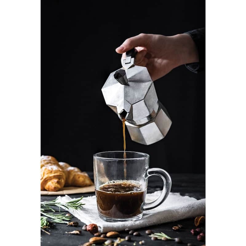 Fino 6 Cup Aluminum Espresso Maker, Stove Top, Single Shot - 6 Cups