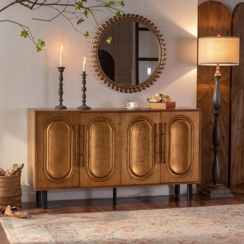 Wood Sideboard Buffet Cabinet with Storage and Adjustable Shelf