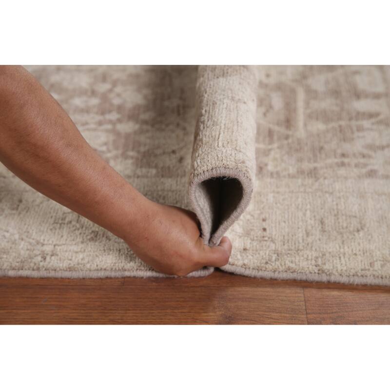 Hand Knotted Oriental 100% Wool Carpet Transitional All-Over Brown Oushak Area Rug - 6' 0'' X 3' 7''