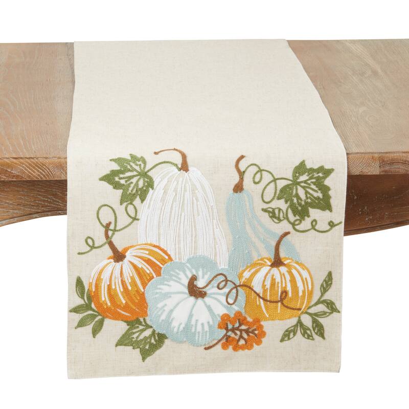 Harvest Bounty Pumpkin Table Runner - 16"x70" - Natural - 16"x70"