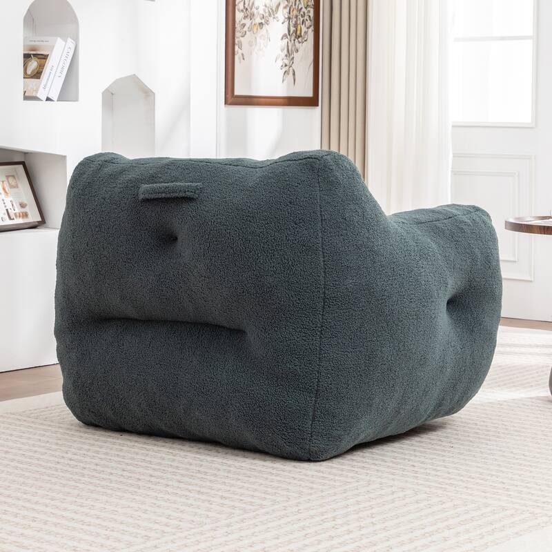 Teddy Fabric Bean Bag Chair, High Density Foam Bean Bag Sofa, Comfy Fluffy Lazy Sofa Chair Living Room, Bedroom