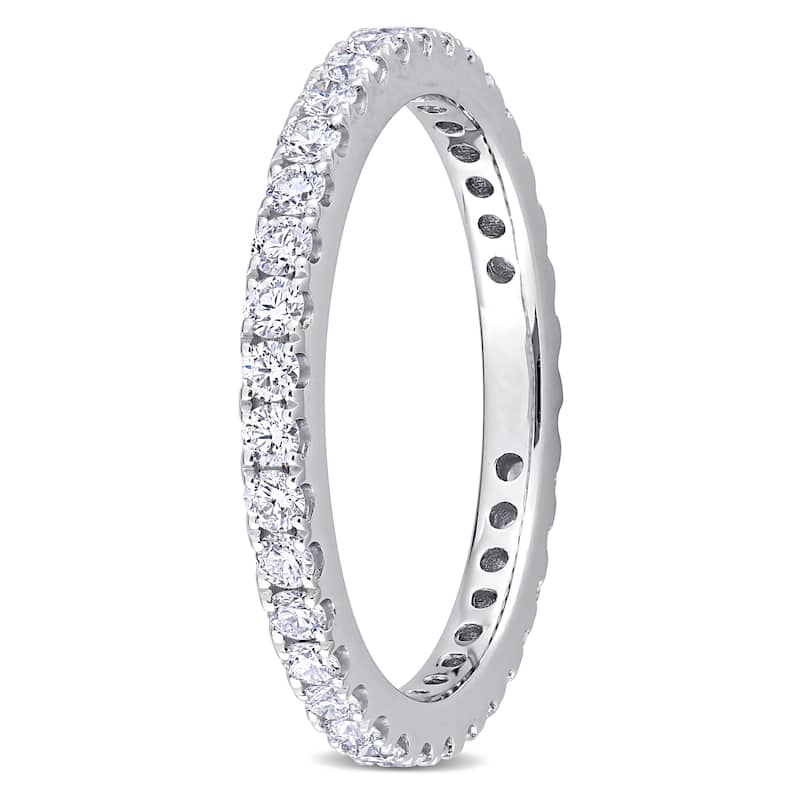 Miadora 14k White Gold 1ct TDW Diamond Stackable Eternity Wedding Band Ring