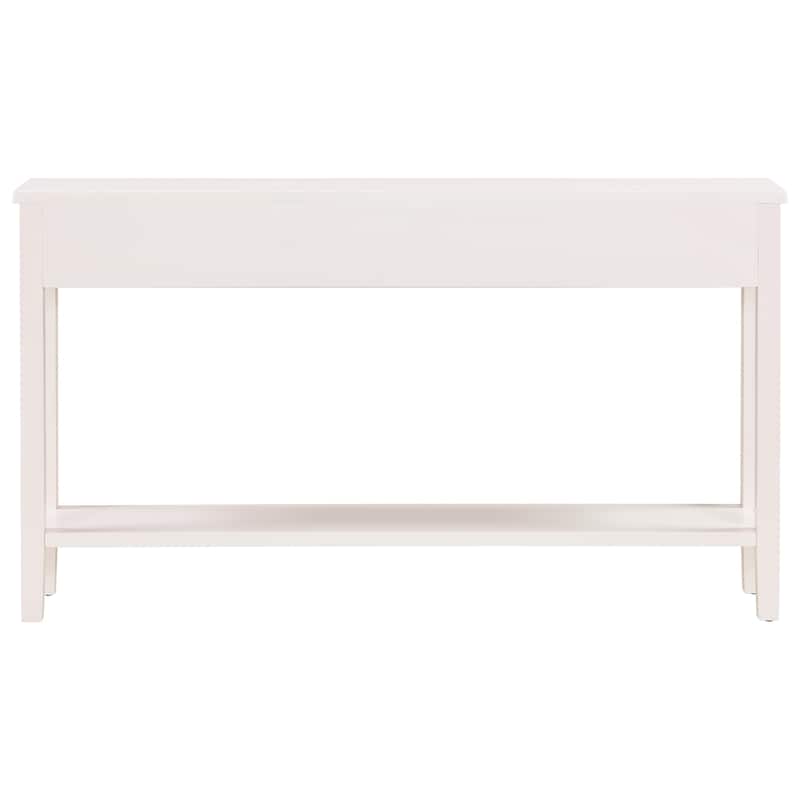 Contemporary High-Quality Entryway Console Table with 4 Spacious Drawersm,1 Practical Bottom ShelfLong Legs, for Hallway, Foyer