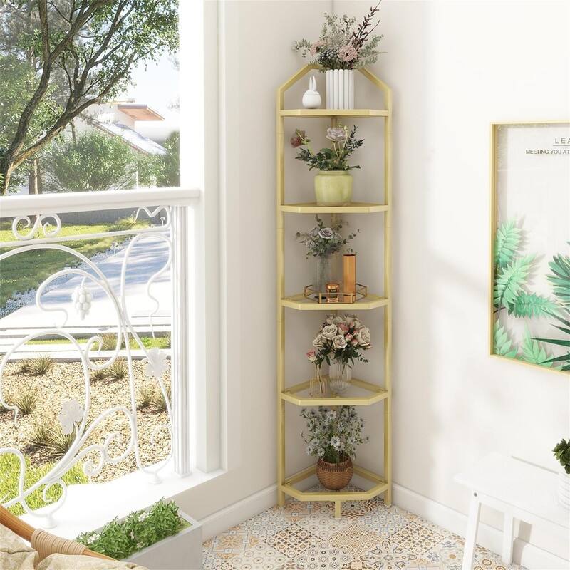 Corner Shelf Stand - 11.5"D x 14"W x 70"H