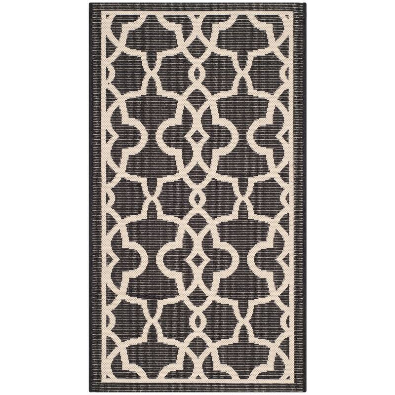 SAFAVIEH Courtyard Marline Indoor/ Outdoor Waterproof Patio Backyard Rug - 2' x 3'7" - Black/Beige