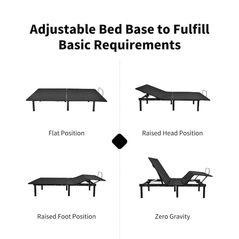 Adjustable Bed Base Frame with Wireless Remote Control