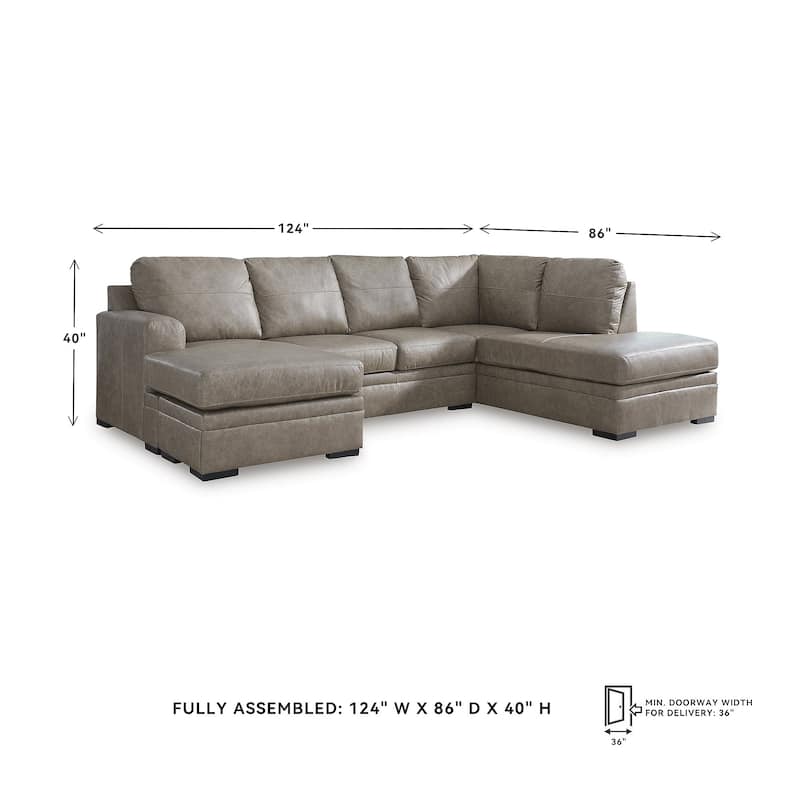 Signature Design by Ashley Amuleto Brown 2-Piece Sectional with Chaise - 124"W x 86"D x 40"H