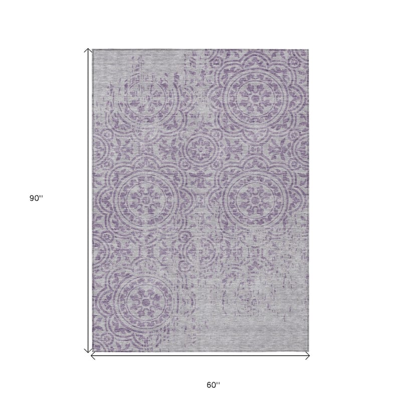 HomeRoots Medallion Transitional Rectangle Outdoor Rug
