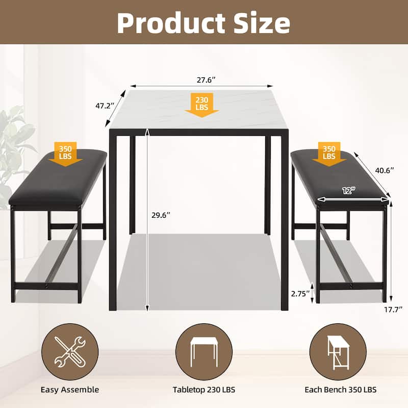 Space-Saving Dining Table Set,Ideal for Small Spaces - Featuring a Stylish Faux Marble or Wood Grain Table with Modern Chairs
