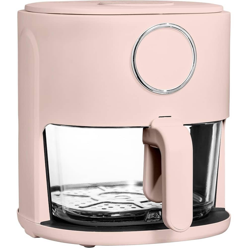 COOK WITH COLOR 1200W Air Fryer: Glass Basket, Dishwasher Safe, 60min Timer, 6 Presets, Temp Control 175F-400F, 4 - 5.5 QT