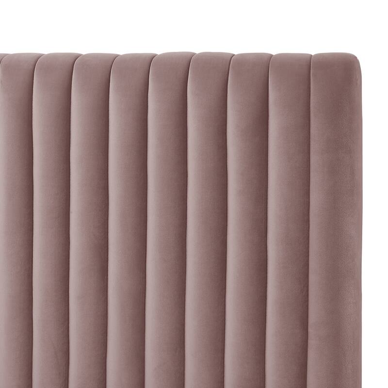 HomeRoots Blush Tufted Velvet Upholstered Queen Bed Frame