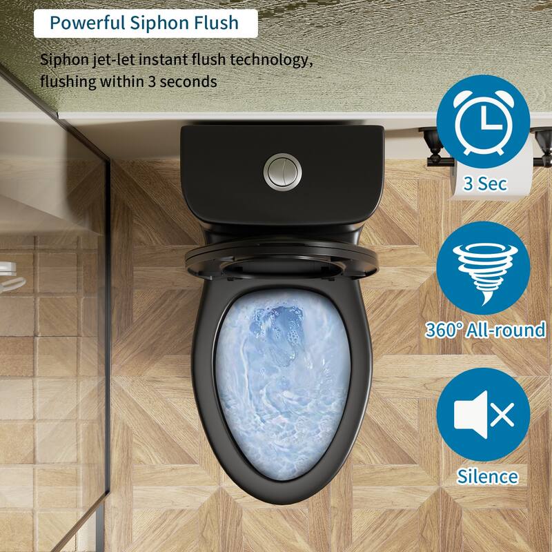 1.1/1.6 GPF Tornado Flush One-Piece Toilet with Comfort Chair Seat ADA Height 17", Powerful & Quiet Dual Flush Modern Toilet