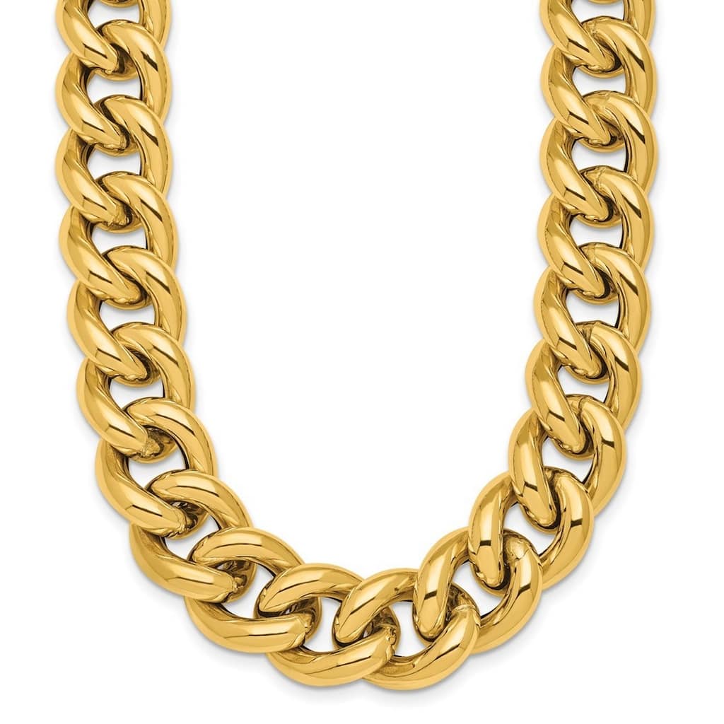 Curata 14k Yellow Gold Italian 13.8mm Chunky Curb Link Necklace