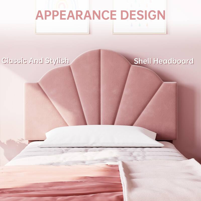 Velvet Upholstered Bed Frame with Adjustable Headboard