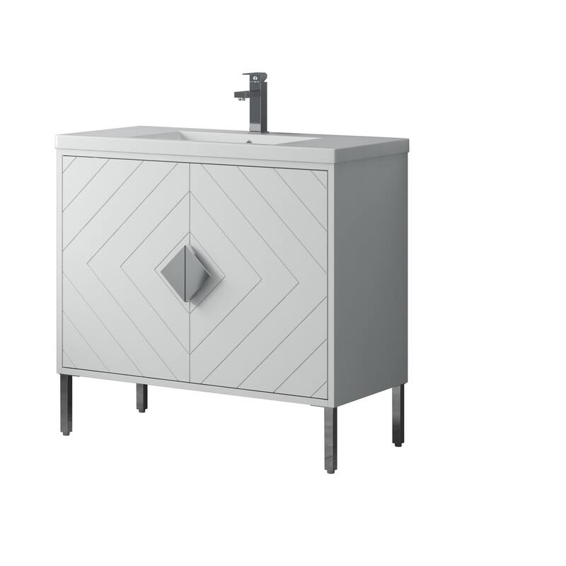 36" Tennant Brand Modern Style White Eileen Bathroom Sink Vanity