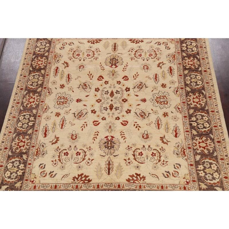 Floral Peshawar Oriental Area Rug Handmade Traditional Wool Carpet - 8'2" x 9'10"