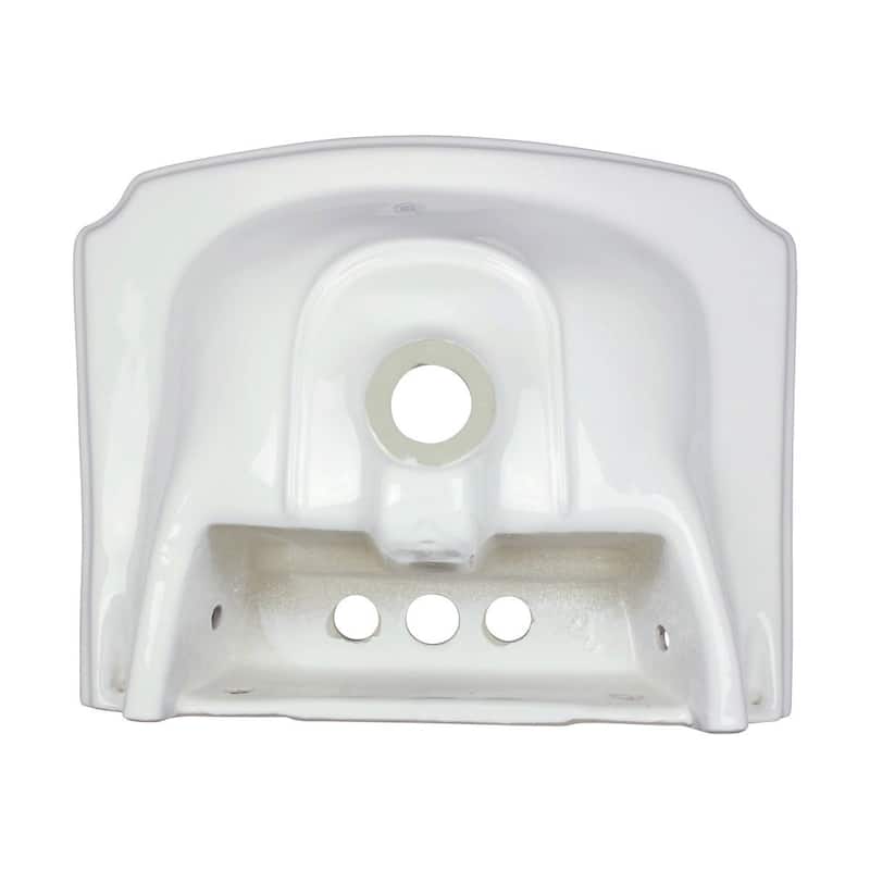 Cloakroom White Ceramic Wall Mount Vessel Sink with Overflow and 4" Centerset Faucet Holes
