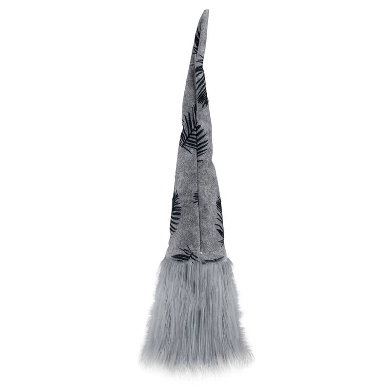 16 Gray Black Lighted Star Gnome with Palm Leaves Christmas Decoration