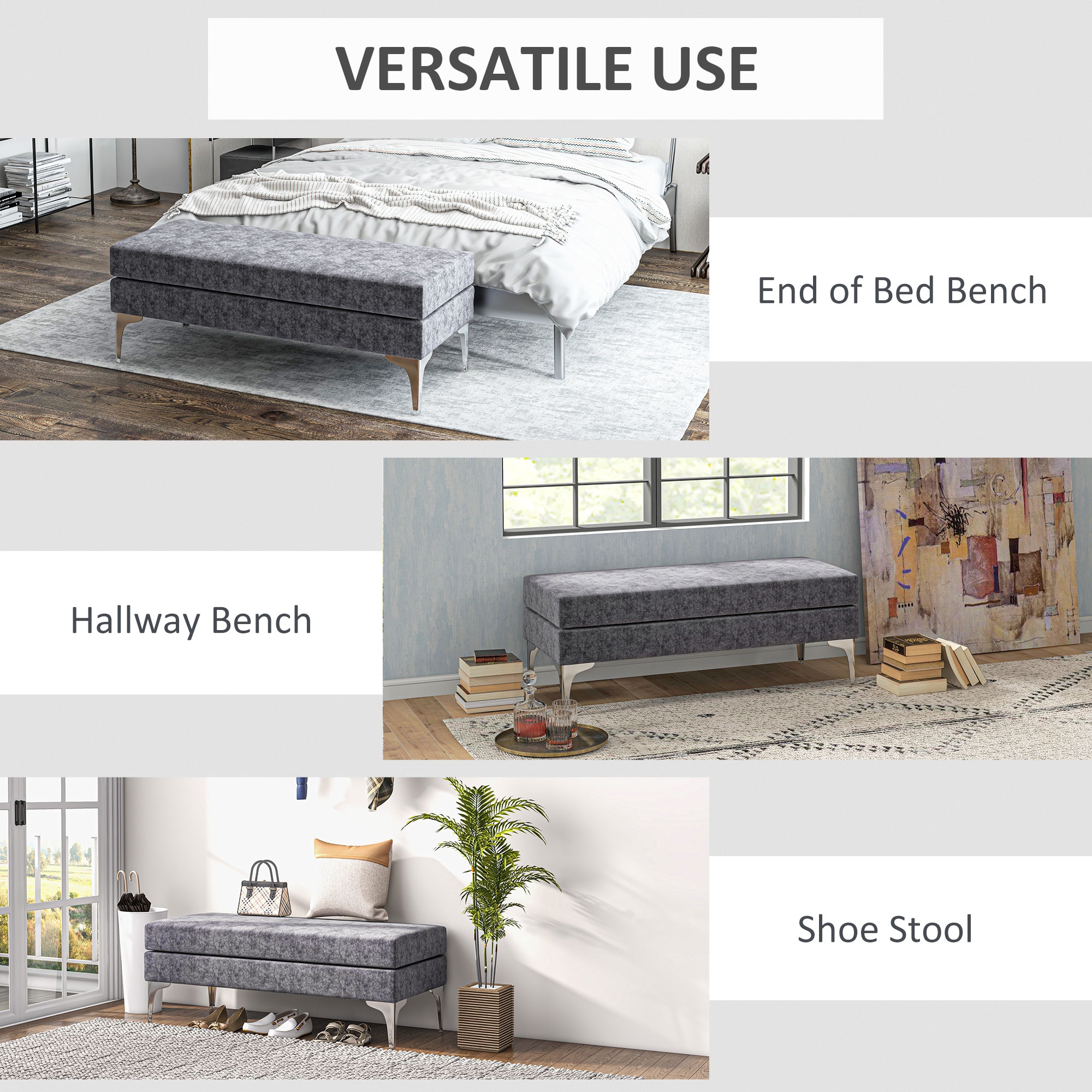 Gray end best sale of bed bench