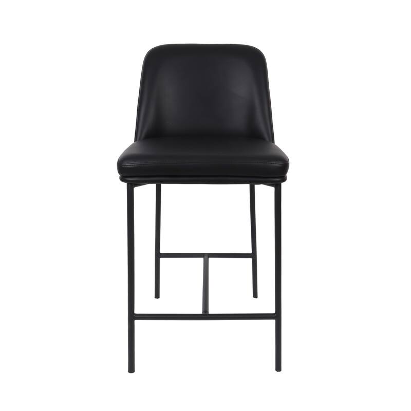 Manhattan Comfort Loft Vegan Leather Metal Counter Stool - Set of 2